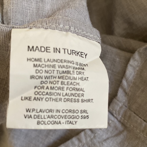 BD Baggies linen blend Italian luxury brand light grey button down blouse - Picture 14 of 14